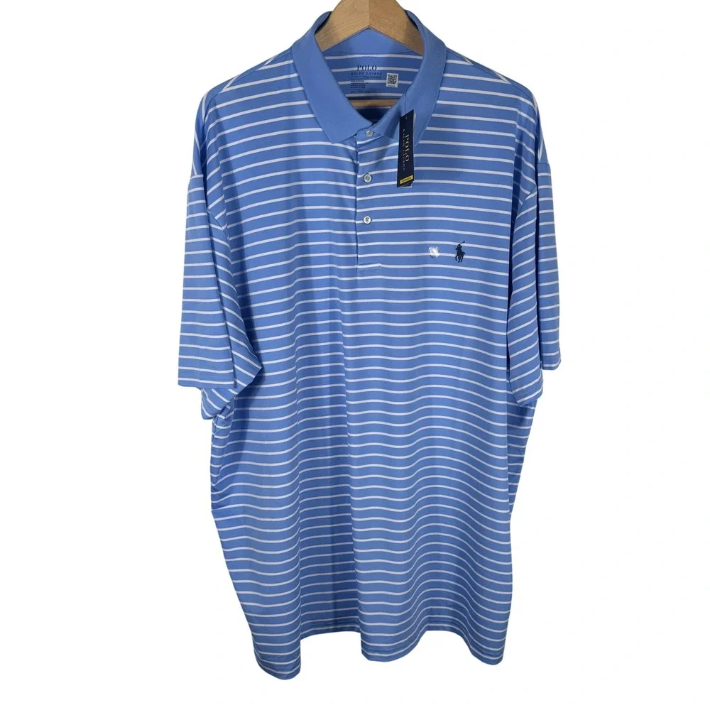 Polo Ralph Lauren Performance Striped Golf Polo Shirt Mens 3XLT Blue White NWT